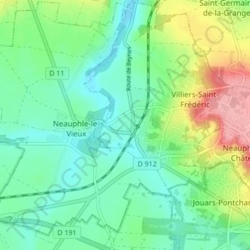 Topografische kaart La Mauldrette, hoogte, reliëf