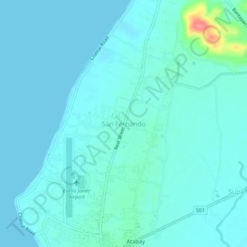 Topografische kaart San Fernando, hoogte, reliëf
