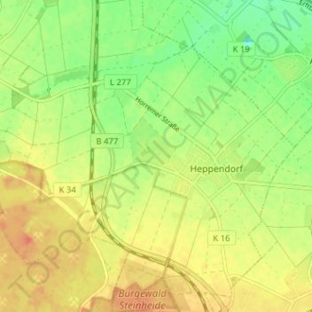 Topografische kaart Stammeln, hoogte, reliëf
