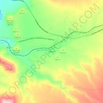 Topografische kaart Faucena, hoogte, reliëf
