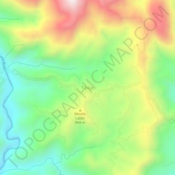 Topografische kaart Tiblac, hoogte, reliëf
