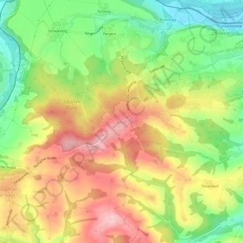 Topografische kaart Saaß, hoogte, reliëf