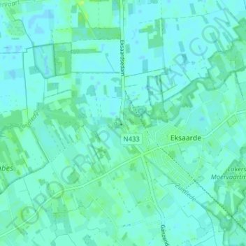 Topografische kaart Eksaardedam, hoogte, reliëf
