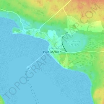 Topografische kaart Port-Menier, hoogte, reliëf