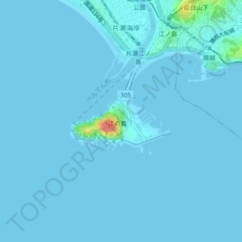 Topografische kaart Enoshima, hoogte, reliëf