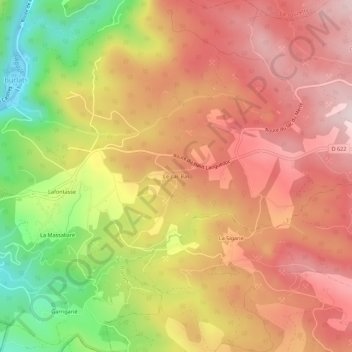 Topografische kaart Le Lac Bas, hoogte, reliëf