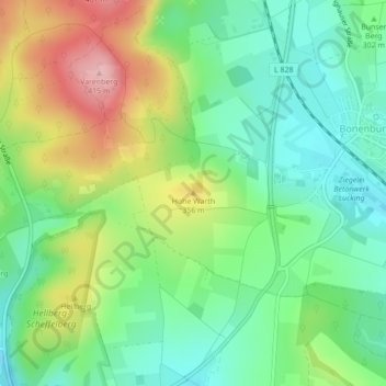 Topografische kaart Hohe Warth, hoogte, reliëf