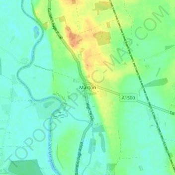Topografische kaart Marton, hoogte, reliëf