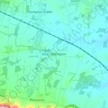 Topografische kaart East Chiltington, hoogte, reliëf