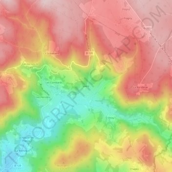 Topografische kaart Biere, hoogte, reliëf
