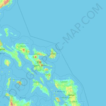 Topografische kaart Catanduanes, hoogte, reliëf