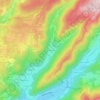 Topografische kaart Magny Maubert, hoogte, reliëf