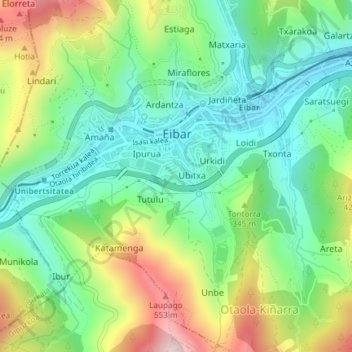 Topografische kaart Egazelai, hoogte, reliëf