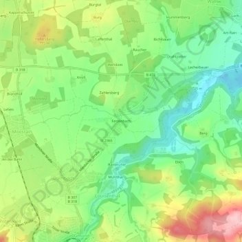 Topografische kaart Festenbach, hoogte, reliëf