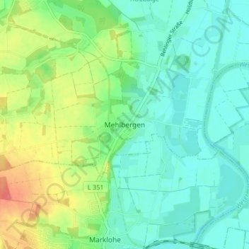 Topografische kaart Mehlbergen, hoogte, reliëf