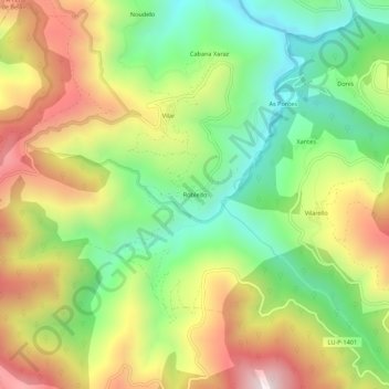 Topografische kaart Robledo, hoogte, reliëf