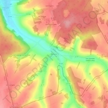 Topografische kaart Berluvier, hoogte, reliëf