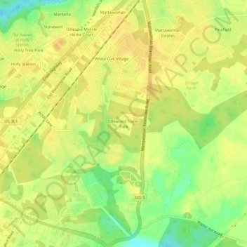 Topografische kaart Idlewood Trailer Park, hoogte, reliëf