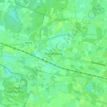 Topografische kaart Kranenburg, hoogte, reliëf
