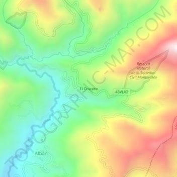 Topografische kaart El Crucero, hoogte, reliëf