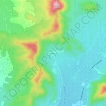 Topografische kaart La Navarre, hoogte, reliëf