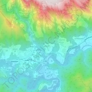 Topografische kaart La Coste, hoogte, reliëf