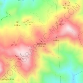 Topografische kaart El Dondo, hoogte, reliëf