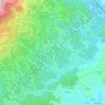 Topografische kaart Cereie, hoogte, reliëf