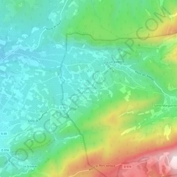 Topografische kaart Les Cabanes, hoogte, reliëf