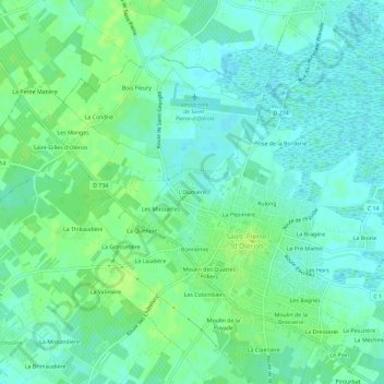 Topografische kaart L'Oumière, hoogte, reliëf