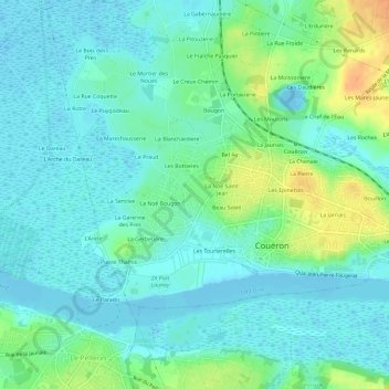 Topografische kaart Les Carterons, hoogte, reliëf
