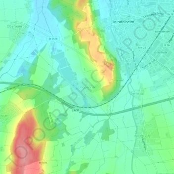 Topografische kaart Unggenried, hoogte, reliëf