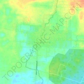 Topografische kaart Karang Senang, hoogte, reliëf