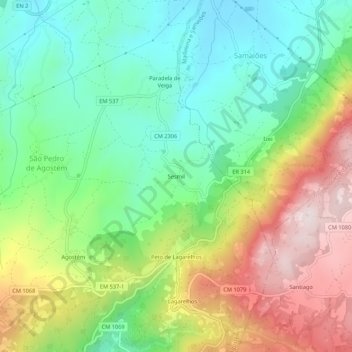 Topografische kaart Sesmil, hoogte, reliëf