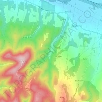 Topografische kaart Ladret, hoogte, reliëf