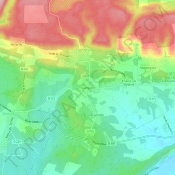 Topografische kaart Gattigues, hoogte, reliëf