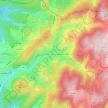Topografische kaart Danielshof, hoogte, reliëf