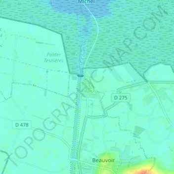 Topografische kaart La Caserne, hoogte, reliëf