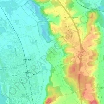 Topografische kaart Thal, hoogte, reliëf