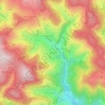 Topografische kaart Laitenbach, hoogte, reliëf