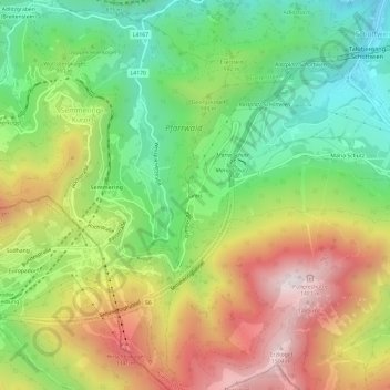 Topografische kaart Greis, hoogte, reliëf