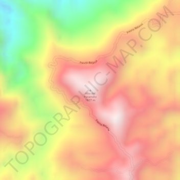 Topografische kaart Alto del Paramillo, hoogte, reliëf