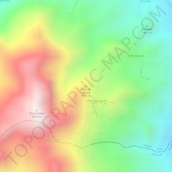 Topografische kaart Pico de Aguila, hoogte, reliëf