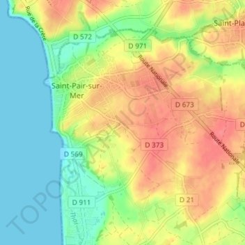 Topografische kaart Les Troix Croix, hoogte, reliëf