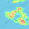 Topografische kaart Lesbos, hoogte, reliëf