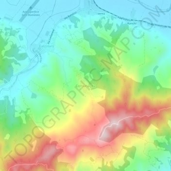 Topografische kaart Comunaglia, hoogte, reliëf