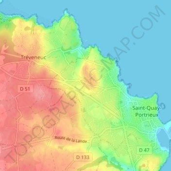 Topografische kaart Kertugal, hoogte, reliëf