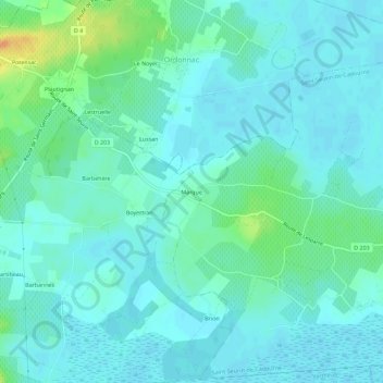 Topografische kaart Marque, hoogte, reliëf
