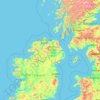 Topografische kaart Irlanda do Norte, hoogte, reliëf