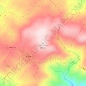 Topografische kaart Infantado, hoogte, reliëf